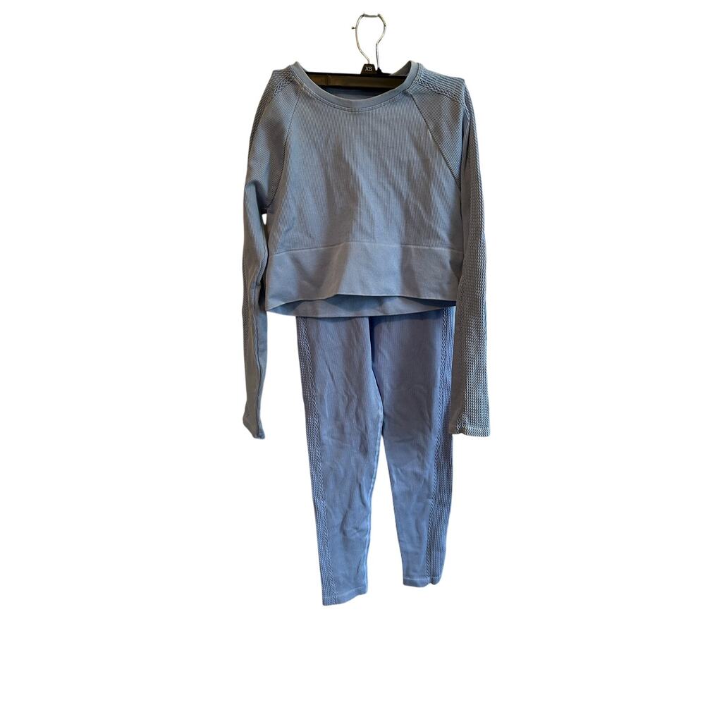 Aerie Offline Blue Workout Set Ribbed